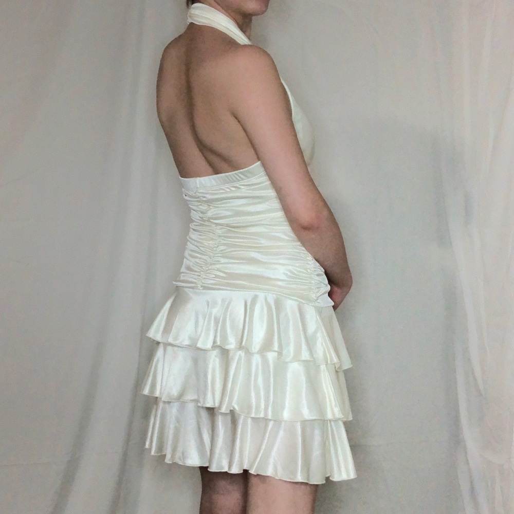90s Halter Prom Ruffle Dress - Picture 5 of 5